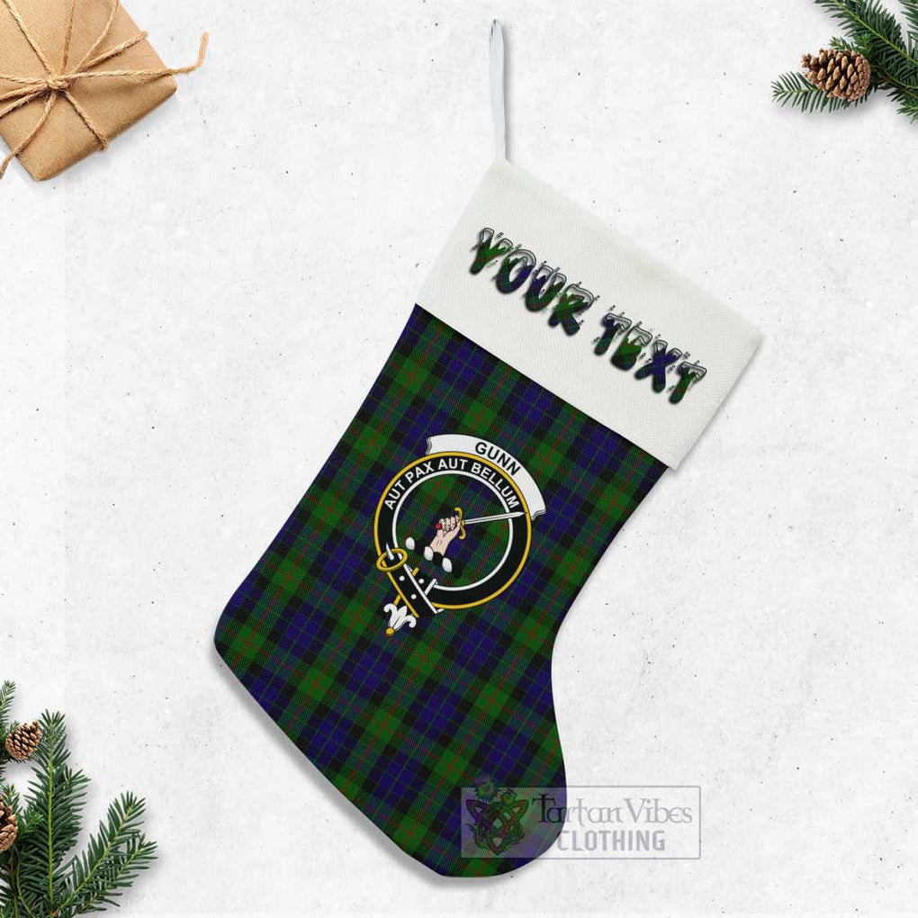 Tartan Vibes Clothing Gunn Tartan Family Crest Christmas Stocking with Personalized Text