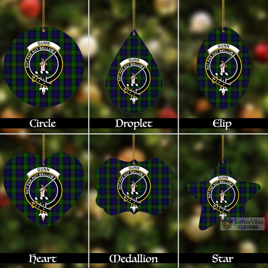 Tartan Vibes Clothing Gunn Tartan Christmas Aluminium Ornament with Family Crest