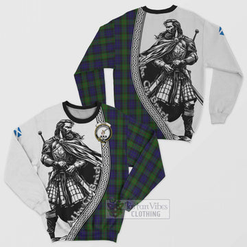 Gunn Tartan Clan Crest Sweatshirt with Highlander Warrior Celtic Style