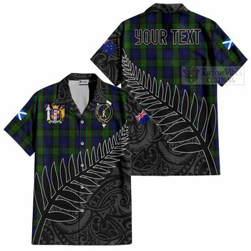 Gunn Crest Tartan Short Sleeve Button Shirt with New Zealand Silver Fern Half Style