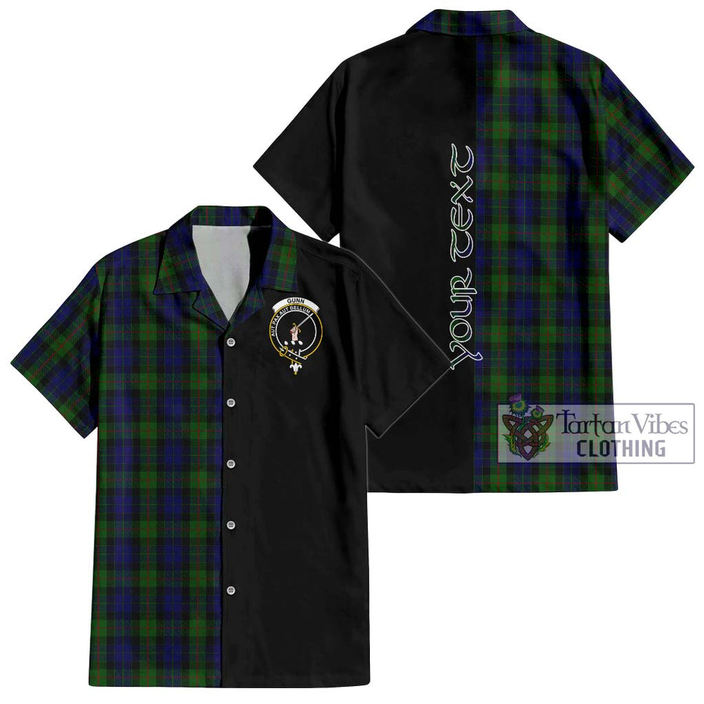 Gunn Tartan Short Sleeve Button Shirt with Family Crest and Half Of Me Style Kid - Tartanvibesclothing Shop