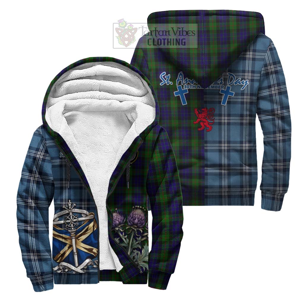 Tartan Vibes Clothing Gunn Tartan Sherpa Hoodie Happy St. Andrew's Day Half Tartan Style