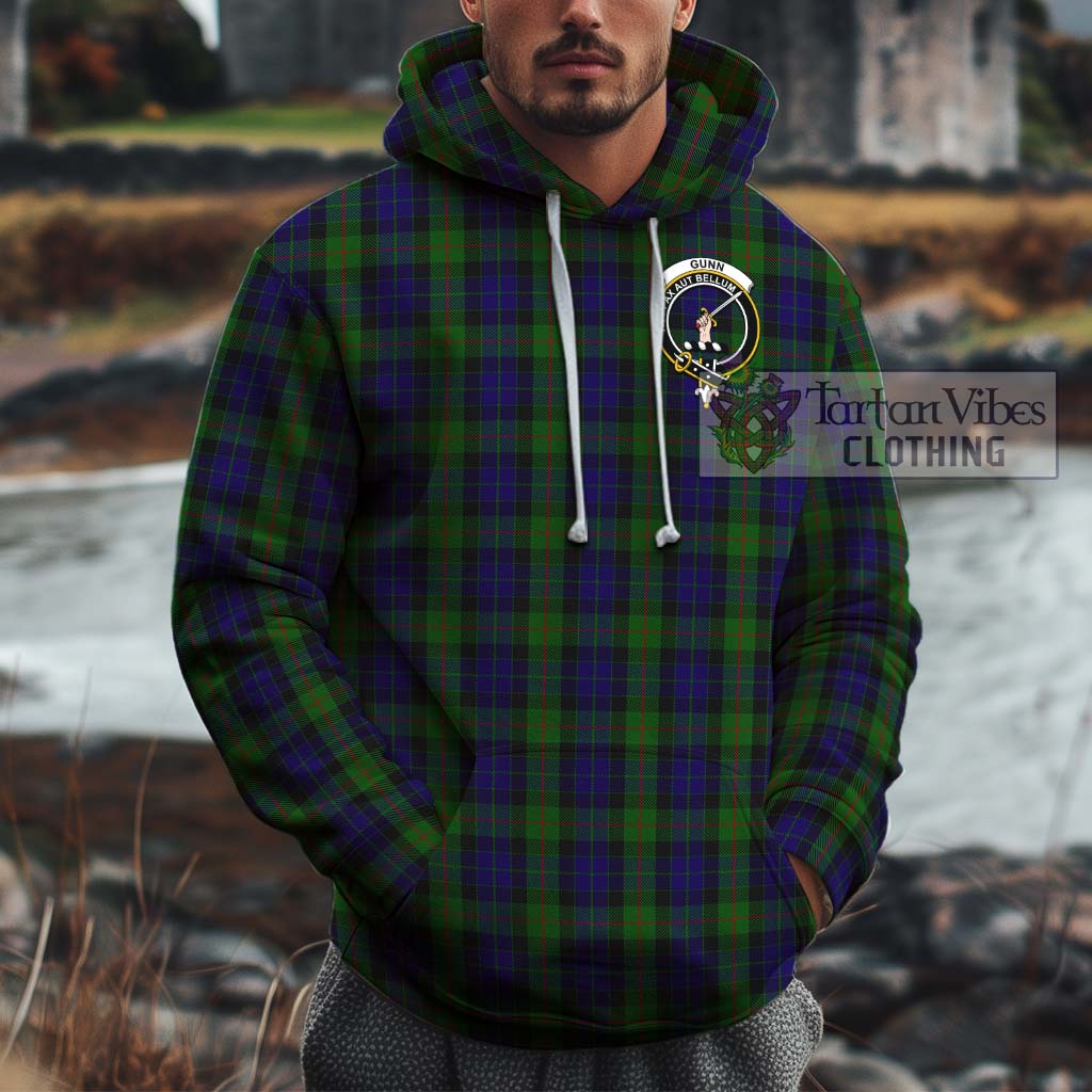 Tartan Vibes Clothing Gunn Tartan Cotton Hoodie with Family Crest