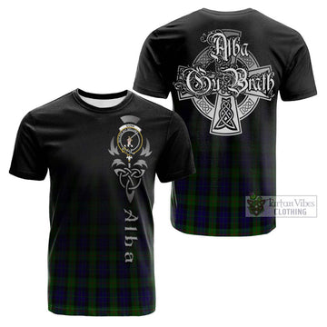 Gunn Tartan Cotton T-shirt Featuring Alba Gu Brath Family Crest Celtic Inspired