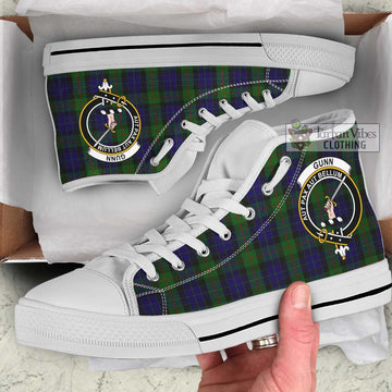 Gunn Tartan High Top Shoes with Family Crest Kid High Top - White Sole - Tartan Vibes Clothing