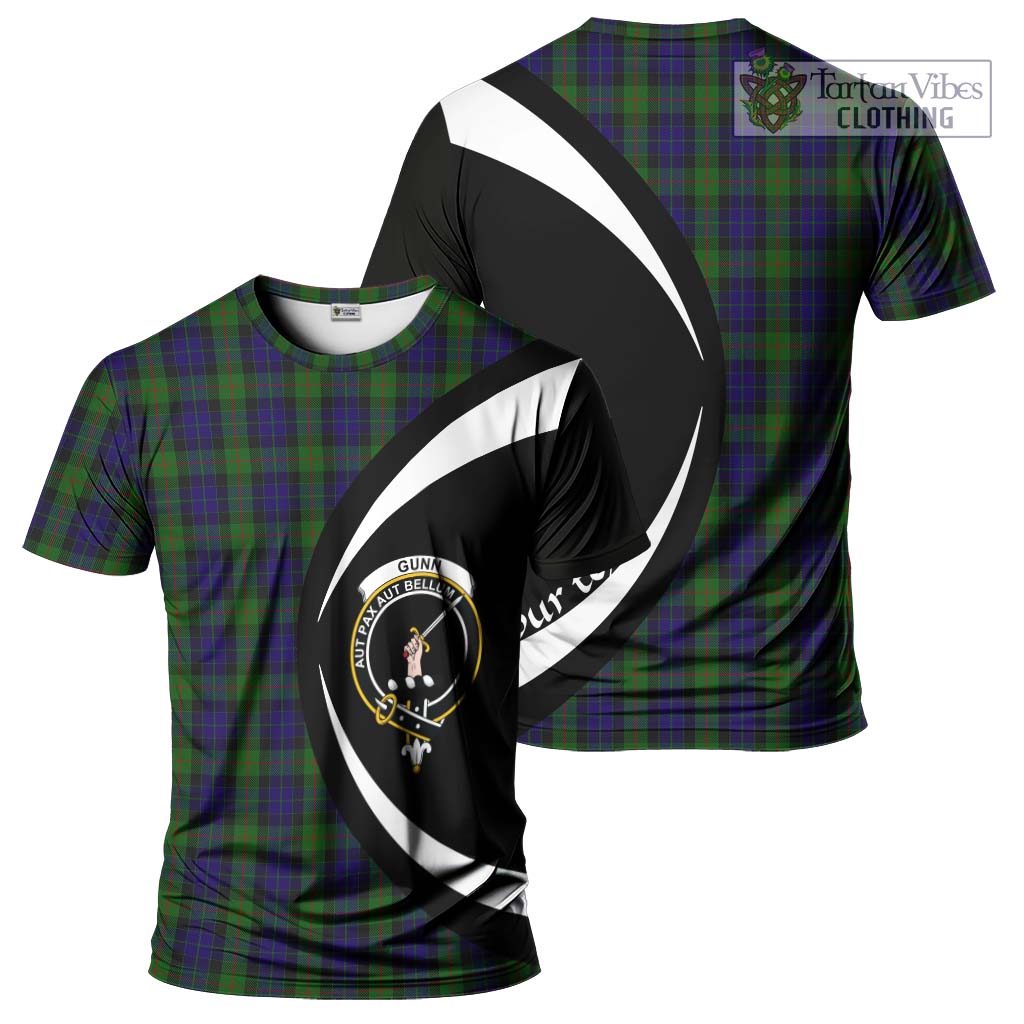 Tartan Vibes Clothing Gunn Tartan T-Shirt with Family Crest Circle Style