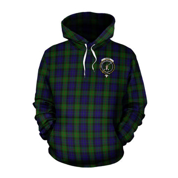 Gunn Tartan Cotton Hoodie with Family Crest and Bearded Skull Holding Bottles of Whiskey