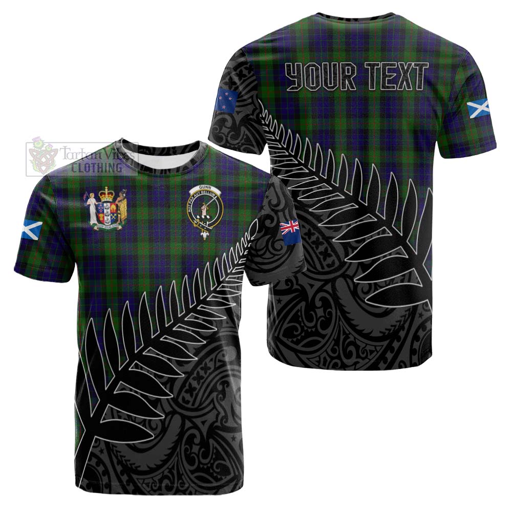 Tartan Vibes Clothing Gunn Crest Tartan Cotton T-shirt with New Zealand Silver Fern Half Style