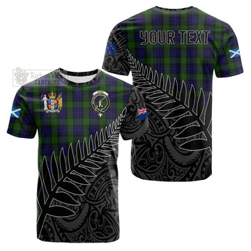 Gunn Crest Tartan Cotton T-shirt with New Zealand Silver Fern Half Style