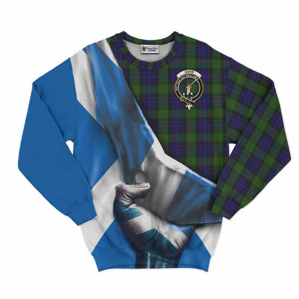 Tartan Vibes Clothing Gunn Tartan Sweatshirt with Family Crest Scotland Patriotic Style