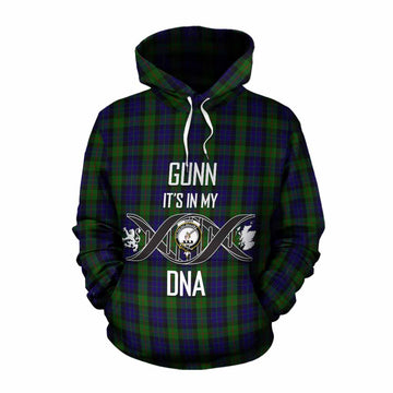 Gunn Tartan Cotton Hoodie with Family Crest DNA In Me Style