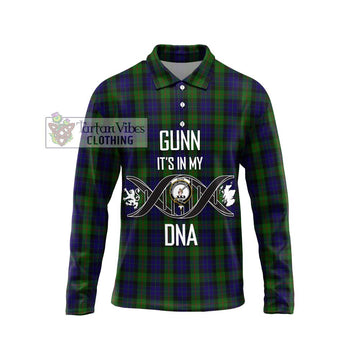 Gunn Tartan Long Sleeve Polo Shirt with Family Crest DNA In Me Style