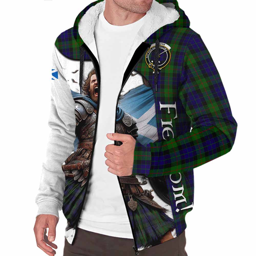 Tartan Vibes Clothing Gunn Crest Tartan Sherpa Hoodie Inspired by the Freedom of Scottish Warrior