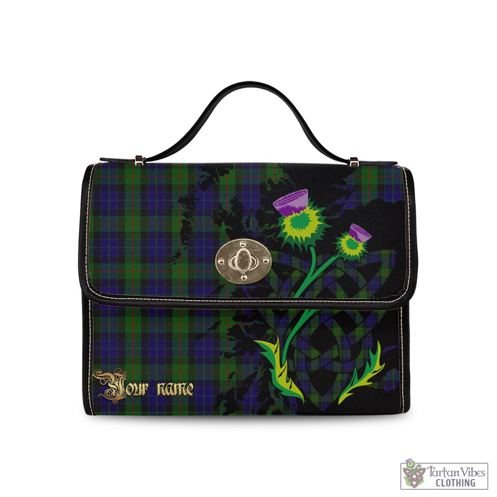 Tartan Vibes Clothing Gunn Tartan Waterproof Canvas Bag with Scotland Map and Thistle Celtic Accents