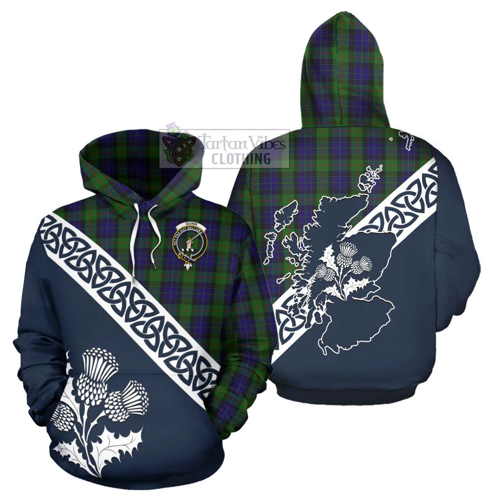 Tartan Vibes Clothing Gunn Tartan Hoodie Featuring Thistle and Scotland Map