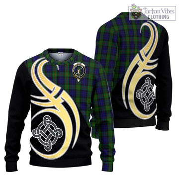 Gunn Tartan Ugly Sweater with Family Crest and Celtic Symbol Style