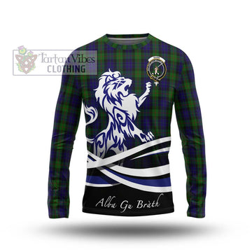 Gunn Tartan Long Sleeve T-Shirt with Alba Gu Brath Regal Lion Emblem