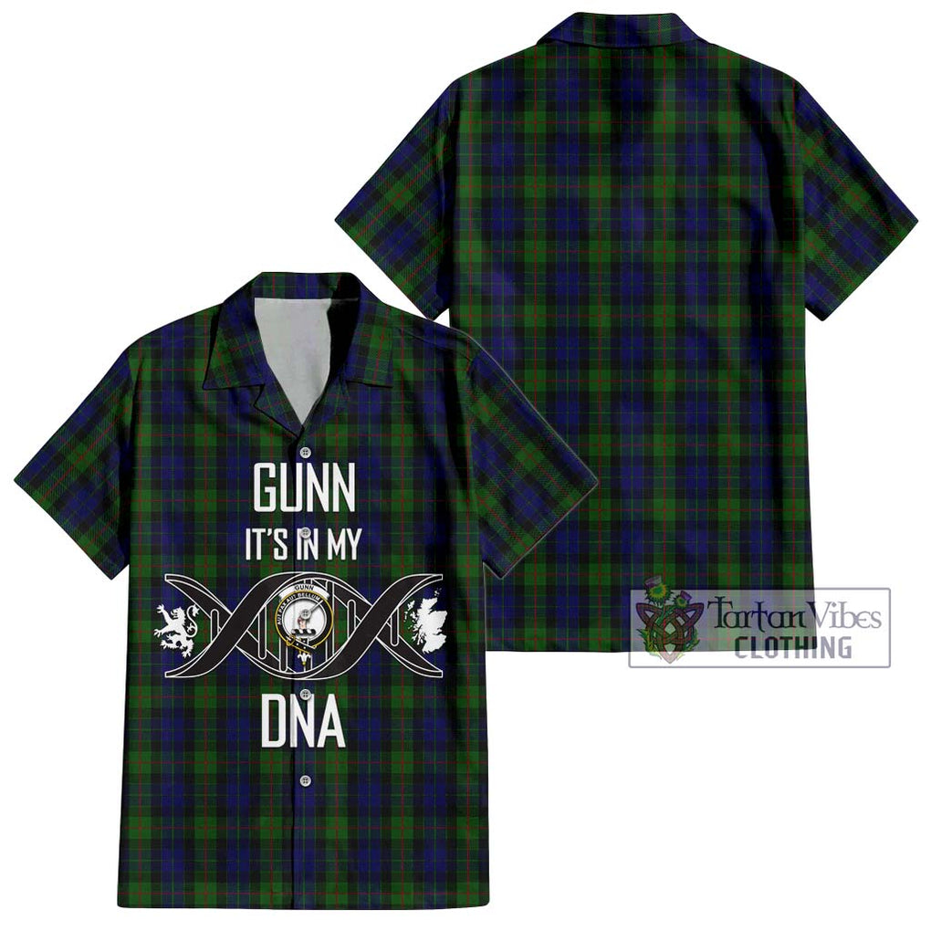 Gunn Tartan Short Sleeve Button Shirt with Family Crest DNA In Me Style Kid - Tartanvibesclothing Shop