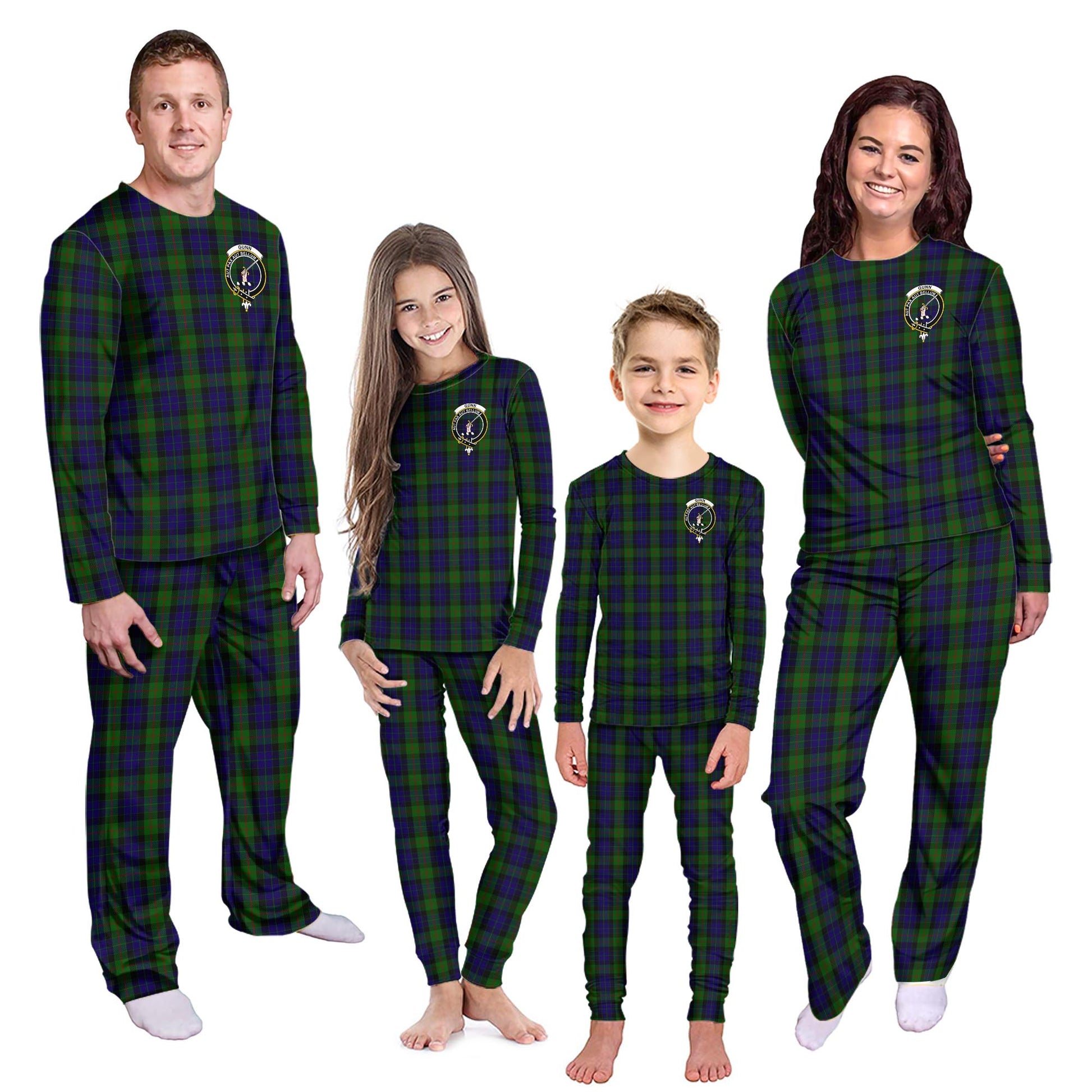 Gunn Tartan Pajamas Family Set with Family Crest Kid - Tartan Vibes Clothing