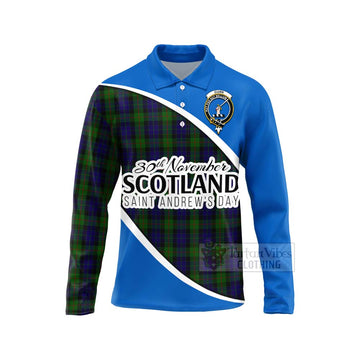 Gunn Family Crest Tartan Long Sleeve Polo Shirt Celebrate Saint Andrew's Day in Style