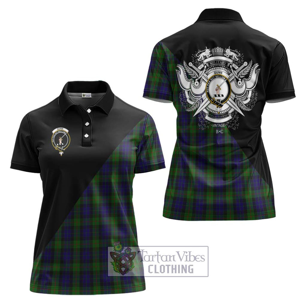 Gunn Tartan Women's Polo Shirt with Family Crest and Military Logo Style Women - Tartanvibesclothing Shop