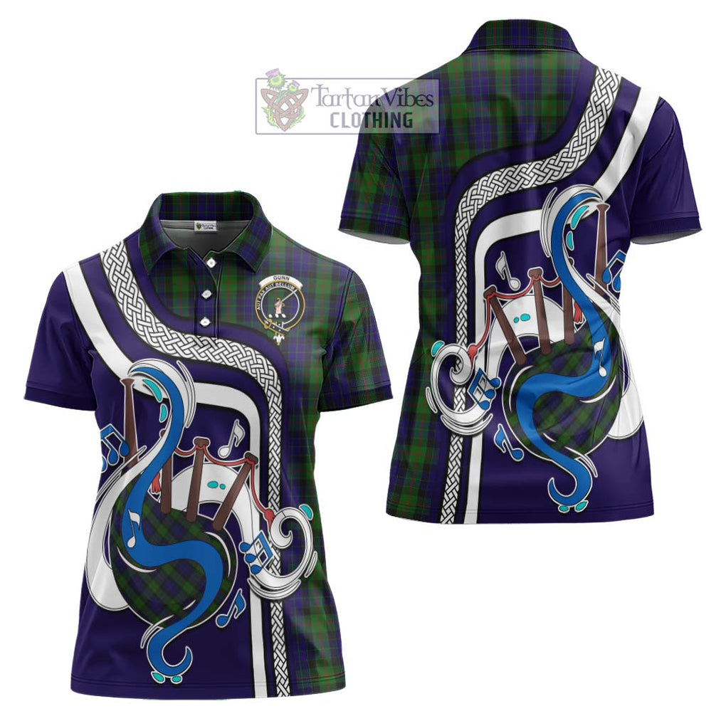 Gunn Tartan Women's Polo Shirt with Epic Bagpipe Style Women - Tartanvibesclothing Shop