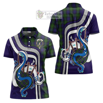 Gunn Tartan Women's Polo Shirt with Epic Bagpipe Style