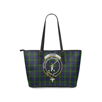 Gunn Tartan Leather Tote Bag with Family Crest