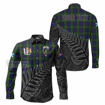 Gunn Crest Tartan Long Sleeve Button Shirt with New Zealand Silver Fern Half Style