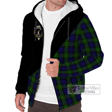 Gunn Tartan Sherpa Hoodie with Family Crest and Military Logo Style