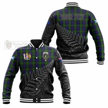 Gunn Crest Tartan Baseball Jacket with New Zealand Silver Fern Half Style