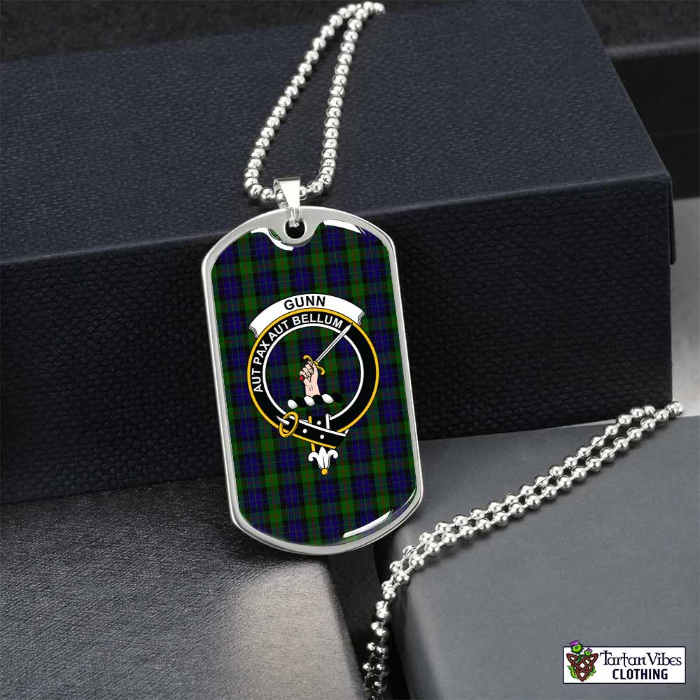 Tartan Vibes Clothing Gunn Tartan Dog Tag Necklace with Family Crest