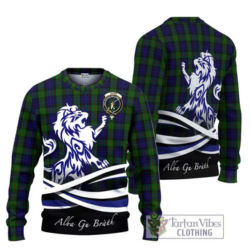Gunn Tartan Ugly Sweater with Alba Gu Brath Regal Lion Emblem Unisex - Tartan Vibes Clothing