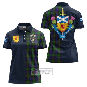 Gunn Tartan Women's Polo Shirt Alba with Scottish Lion Royal Arm Half Style