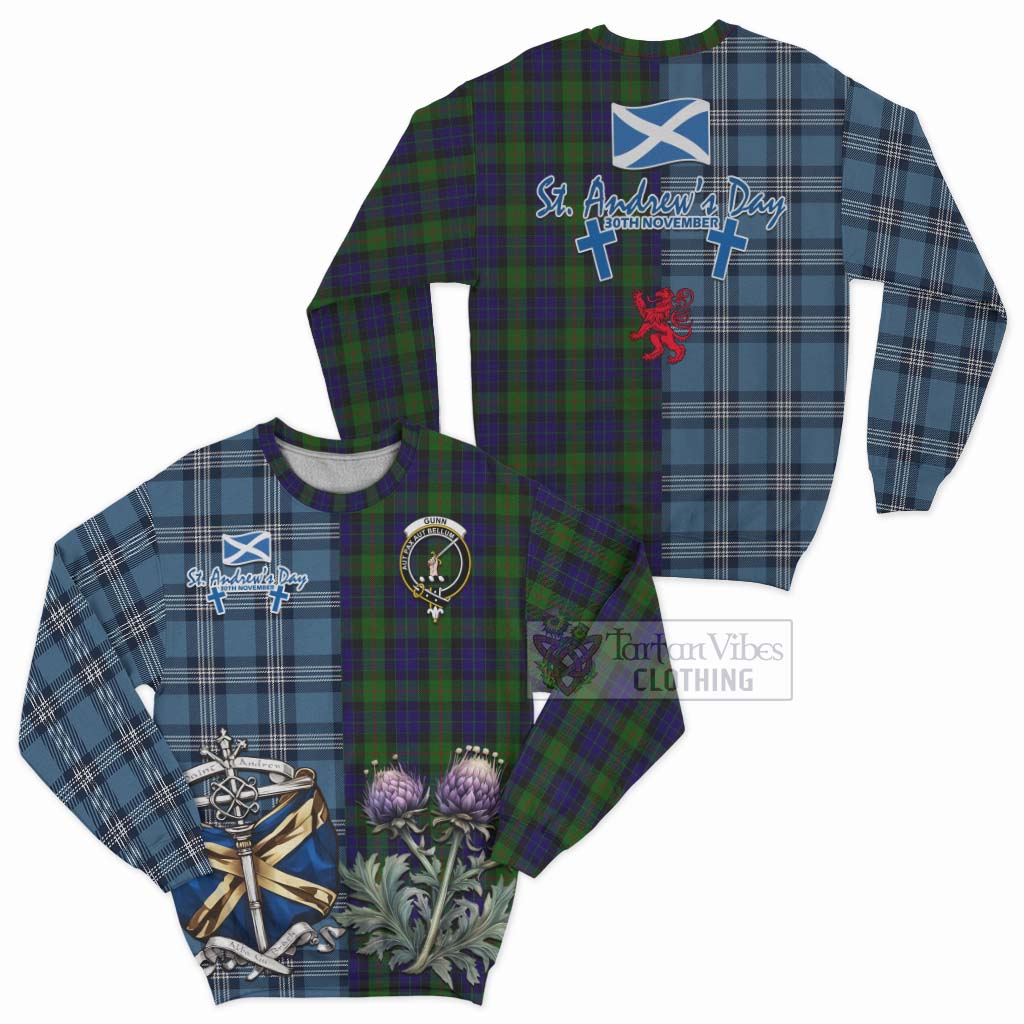 Tartan Vibes Clothing Gunn Tartan Sweatshirt Happy St. Andrew's Day Half Tartan Style