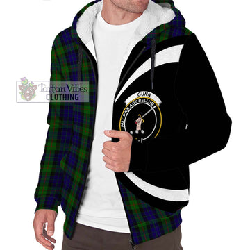 Gunn Tartan Sherpa Hoodie with Family Crest Circle Style