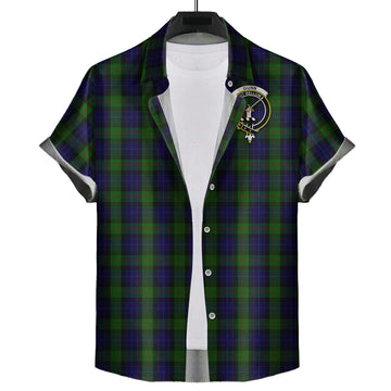 Gunn Tartan Short Sleeve Button Down Shirt with Family Crest