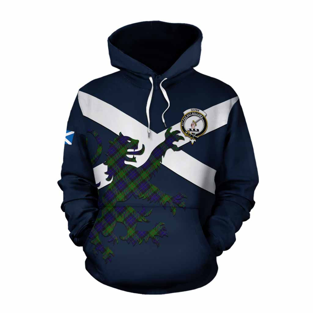 Tartan Vibes Clothing Gunn Tartan Lion Rampant Cotton Hoodie Proudly Display Your Heritage with Alba Gu Brath and Clan Name