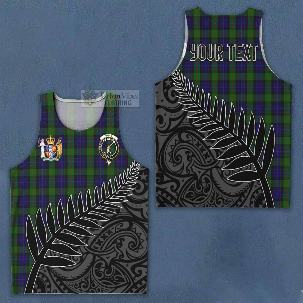 Tartan Vibes Clothing Gunn Crest Tartan Men's Tank Top with New Zealand Silver Fern Half Style