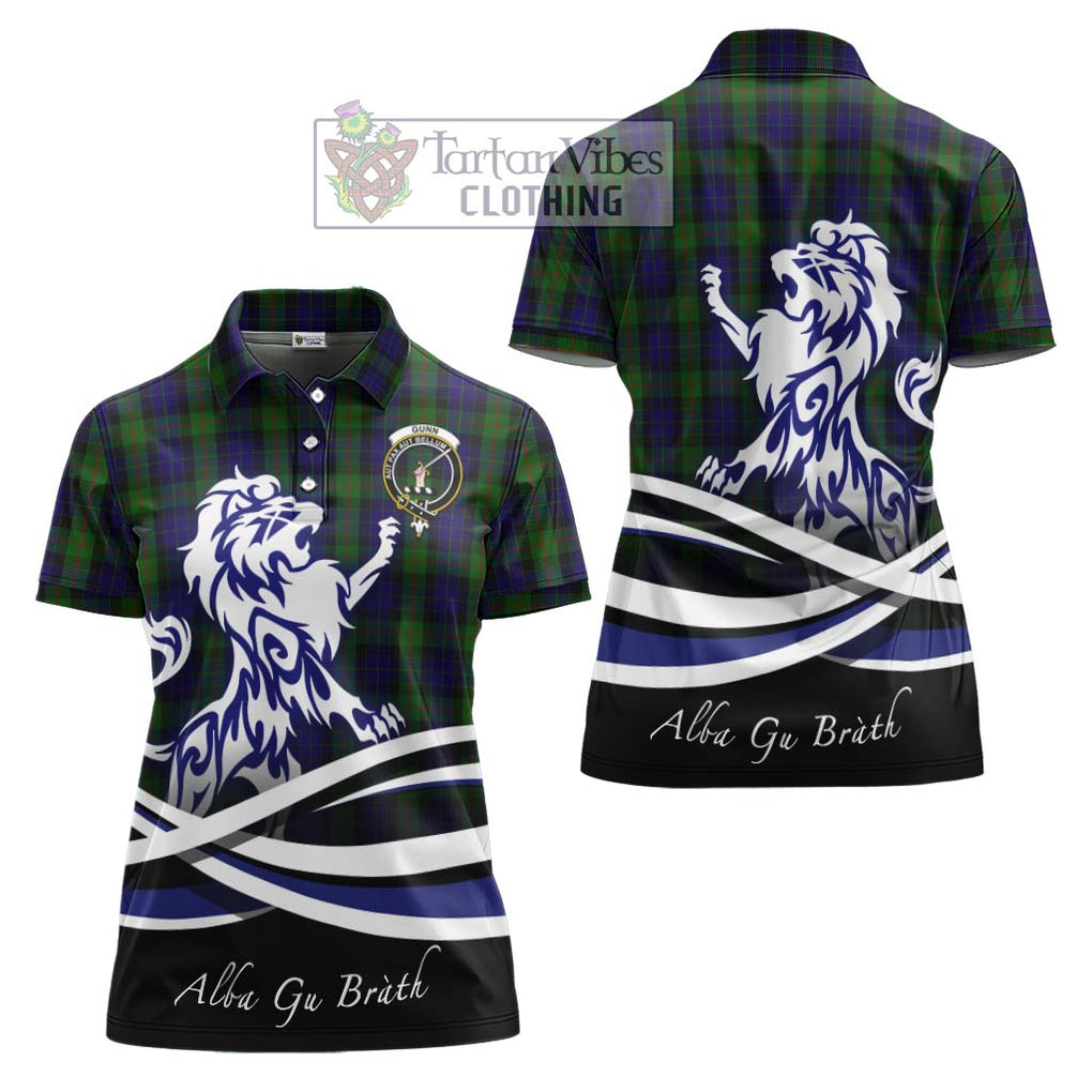 Gunn Tartan Women's Polo Shirt with Alba Gu Brath Regal Lion Emblem Women - Tartanvibesclothing Shop