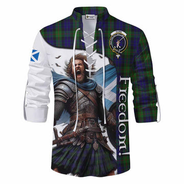 Gunn Crest Tartan Ghillie Kilt Shirt Inspired by the Freedom of Scottish Warrior