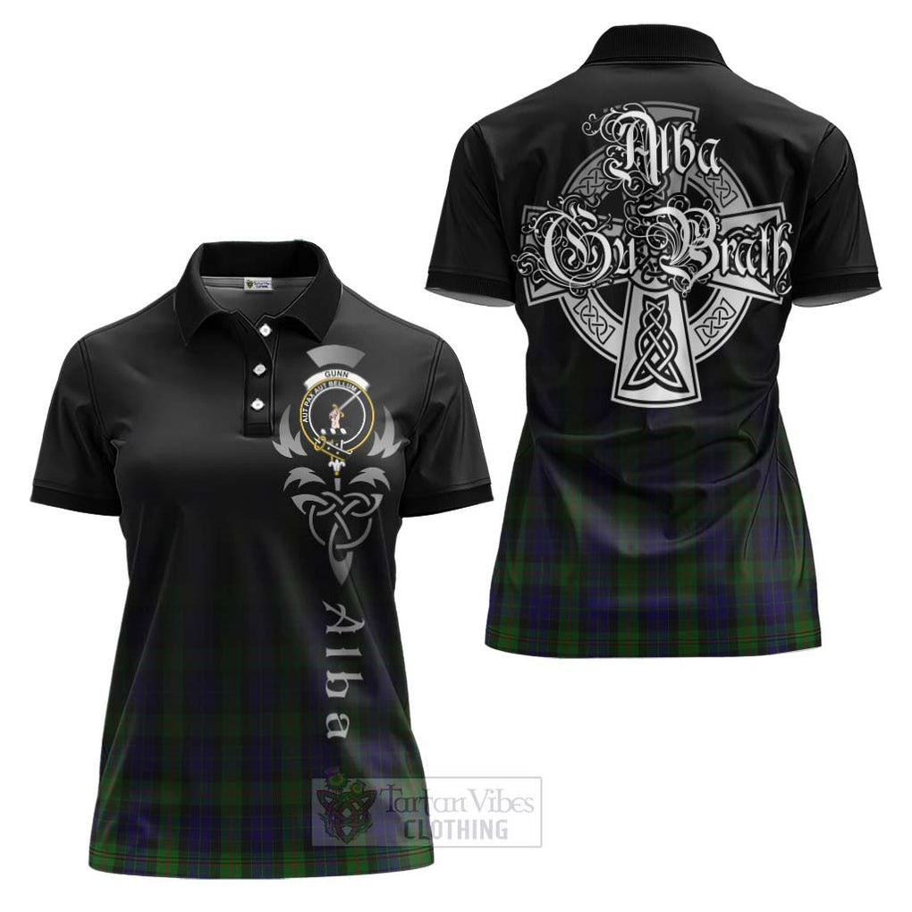 Tartan Vibes Clothing Gunn Tartan Women's Polo Shirt Featuring Alba Gu Brath Family Crest Celtic Inspired