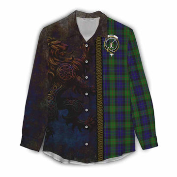 Gunn Tartan Family Crest Women's Casual Shirt Alba Gu Brath Be Brave Lion Ancient Style Female - Tartan Vibes Clothing