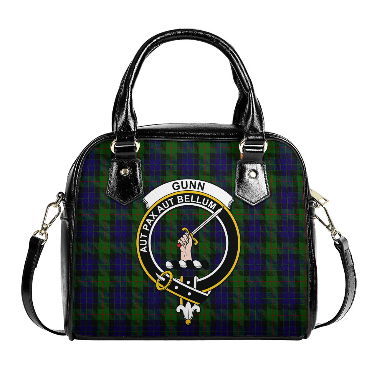 Gunn Tartan Shoulder Handbags with Family Crest One Size 6*25*22 cm - Tartanvibesclothing