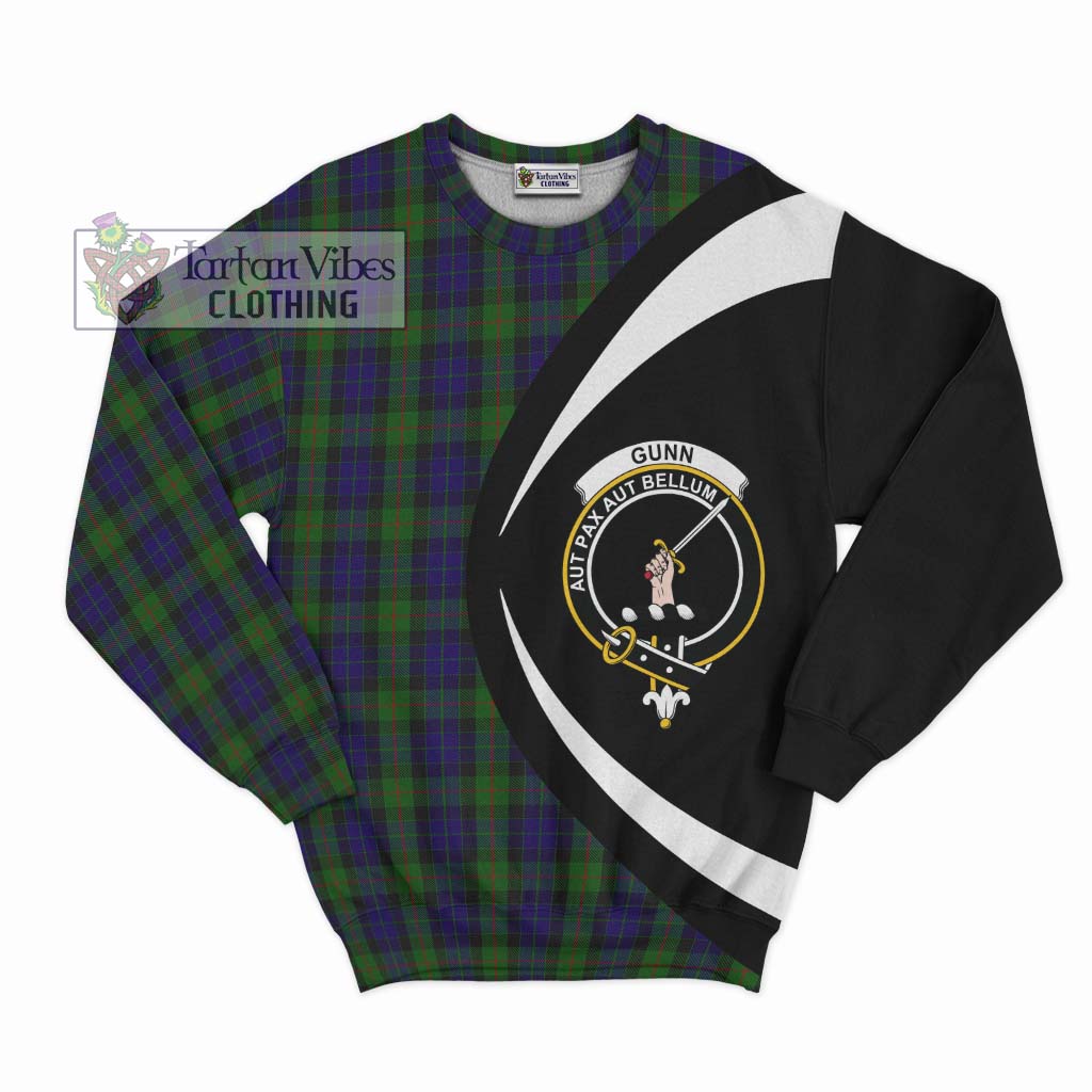 Gunn Tartan Sweatshirt with Family Crest Circle Style Unisex - Tartan Vibes Clothing