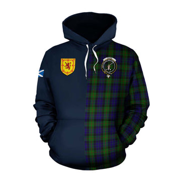 Gunn Tartan Cotton Hoodie Alba with Scottish Lion Royal Arm Half Style