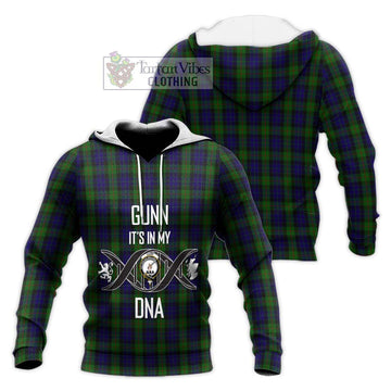 Gunn Tartan Knitted Hoodie with Family Crest DNA In Me Style