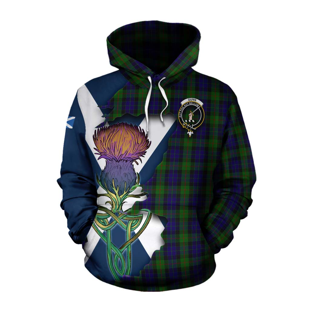 Gunn Tartan Family Crest Cotton Hoodie Scottish Thistle Celtic Inspired Pullover Hoodie XS - Tartan Vibes Clothing