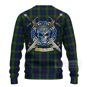 Gunn Tartan Ugly Sweater with Family Crest Celtic Skull Style