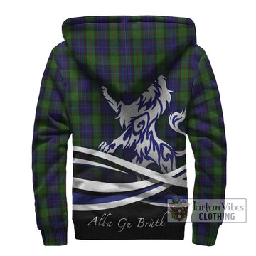 Gunn Tartan Sherpa Hoodie with Alba Gu Brath Regal Lion Emblem